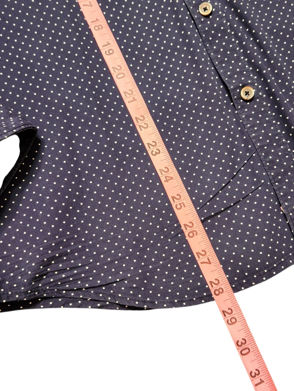 Denim & Flower Medium Navy Button-Down Dress Shirt White Micro-Dot Office Oxford